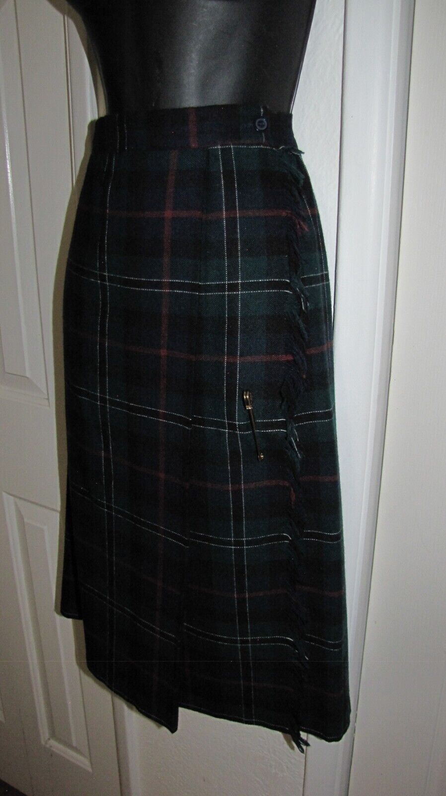 VTG Robyn Skirt USA  Women's  dark-Tartan Plaid full-Wrap midi A-line Wool   S - Fresh Stock Dated March 2026