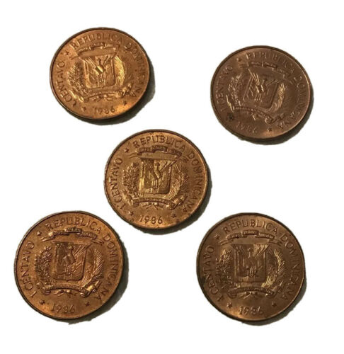 5 DOMINICAN  REPUBLIC 1 CENTAVO COINS - Fresh Stock Dated December 2025
