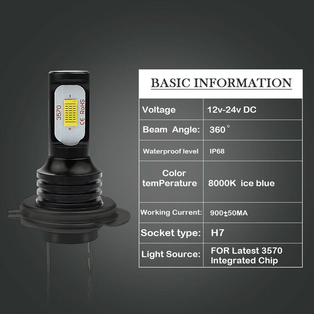 Ice Blue H7 LED Headlight Bulb For Yamaha YZF R6 2003-2014 YZF R6S 2006-2009 - Fresh Stock Dated February 2026