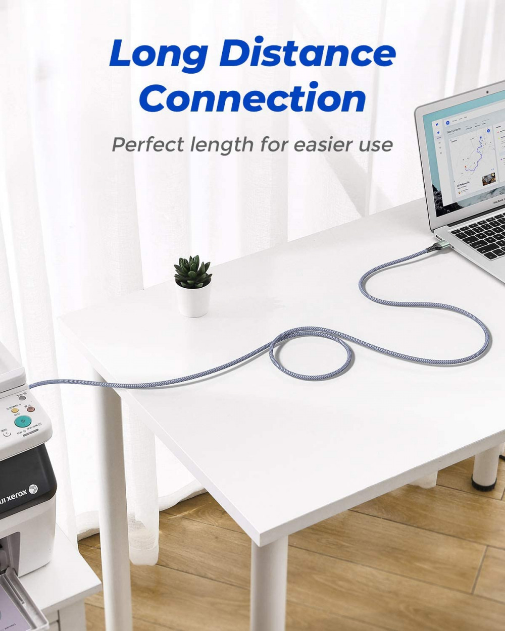 USB Printer Cable, 6.6FT/2 Meter Cord Never Rupture 6.6FT, GREY - Fresh Stock Dated February 2026