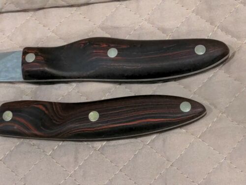 CUTCO 1020 & 1021 Paring & Trimmer Knives Brown Red/Orange Swirl Lamb Handles - Fresh Stock Dated December 2025