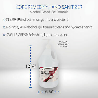 Core Products Core Remedy Hand Sanitizer - Gallon Pump Bottle - Fresh Stock Dated February 2026