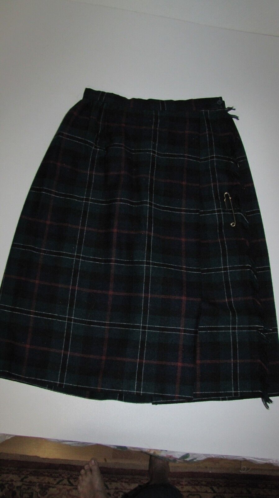 VTG Robyn Skirt USA  Women's  dark-Tartan Plaid full-Wrap midi A-line Wool   S - Fresh Stock Dated March 2026