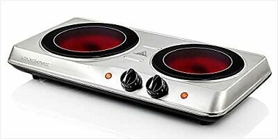 1700W Double Hot Plate Electric Countertop Infrared Stove Double Burner Silver - Fresh Stock Dated December 2025
