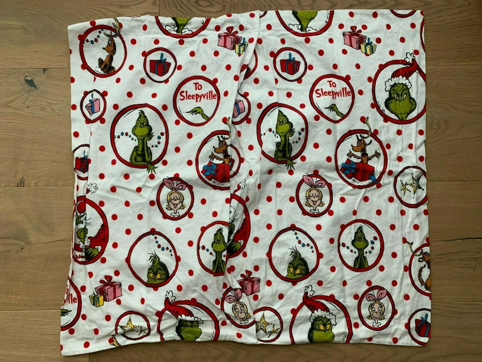 GUC Pottery Barn Teen The Grinch Circle Dot Sleepyville Flannel White Euro Sham - Fresh Stock Dated December 2025