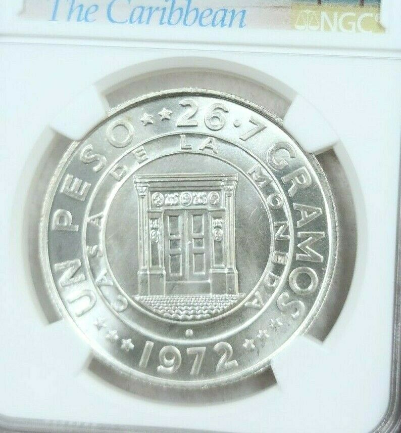 1972 DOMINICAN REPUBLIC SILVER 1 PESO CENTRAL BANK ANNIVERSARY NGC MS 66 GEM - Fresh Stock Dated February 2026