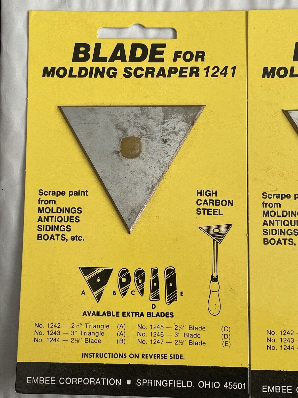2 New EMBEE Replacement Triangle Blades for Moulding Scraper 1241 - Fresh Stock Dated February 2026
