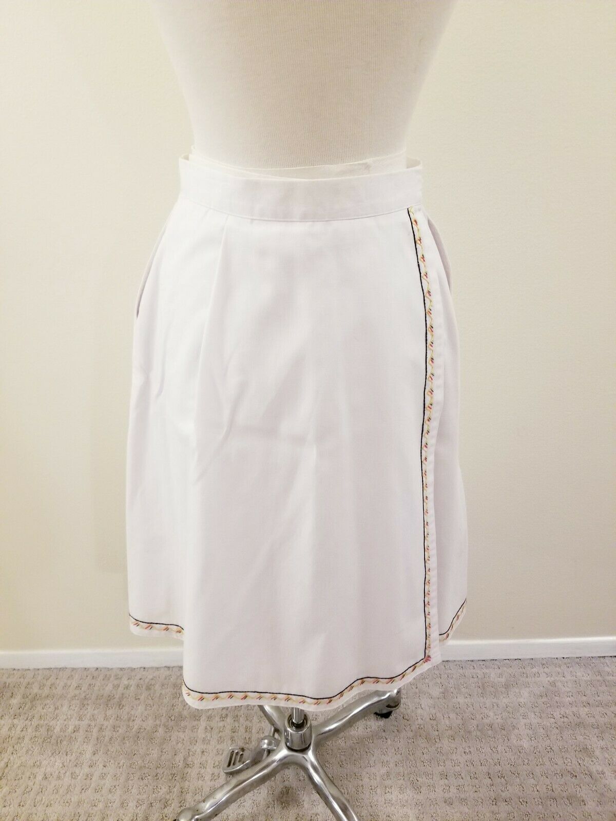 70's/80's Vintage Women's Hem-Eyes White Wrap Skirt - Fresh Stock Dated February 2026