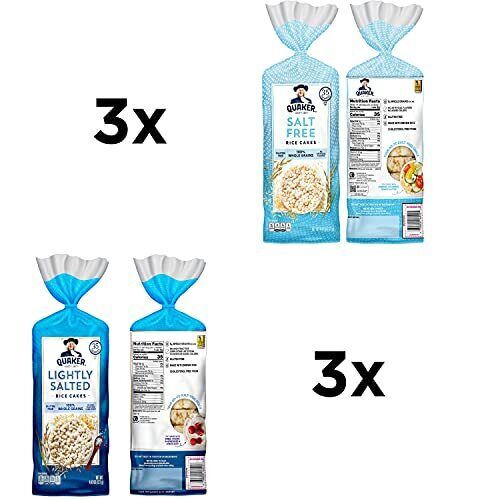 6-Pack Quaker Large Rice Cakes, Gluten Free, Lightly Salted + Salt Free, 4.44 oz - Fresh Stock Dated February 2026