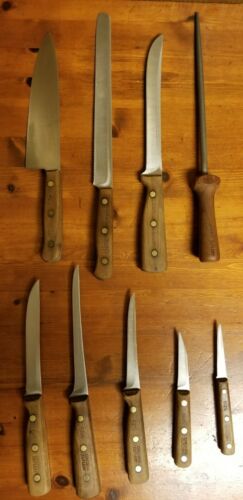 Vintage USA Chicago Cutlery 9 Pc. Piece Knife Set With Sharpener & Block - Fresh Stock Dated December 2025