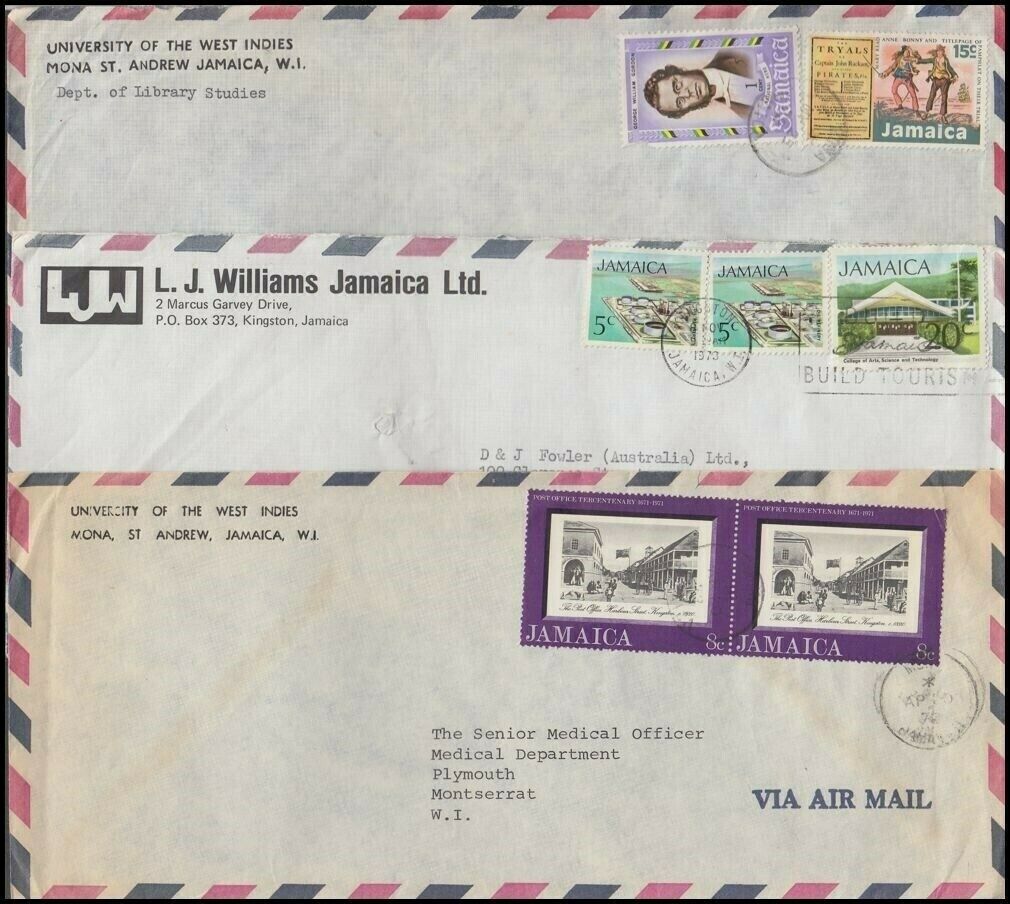 JAMAICA 1960’s/70’s COMMERCIAL AIRMAIL COVERS (x6) (ID:621/D59116) - Fresh Stock Dated February 2026