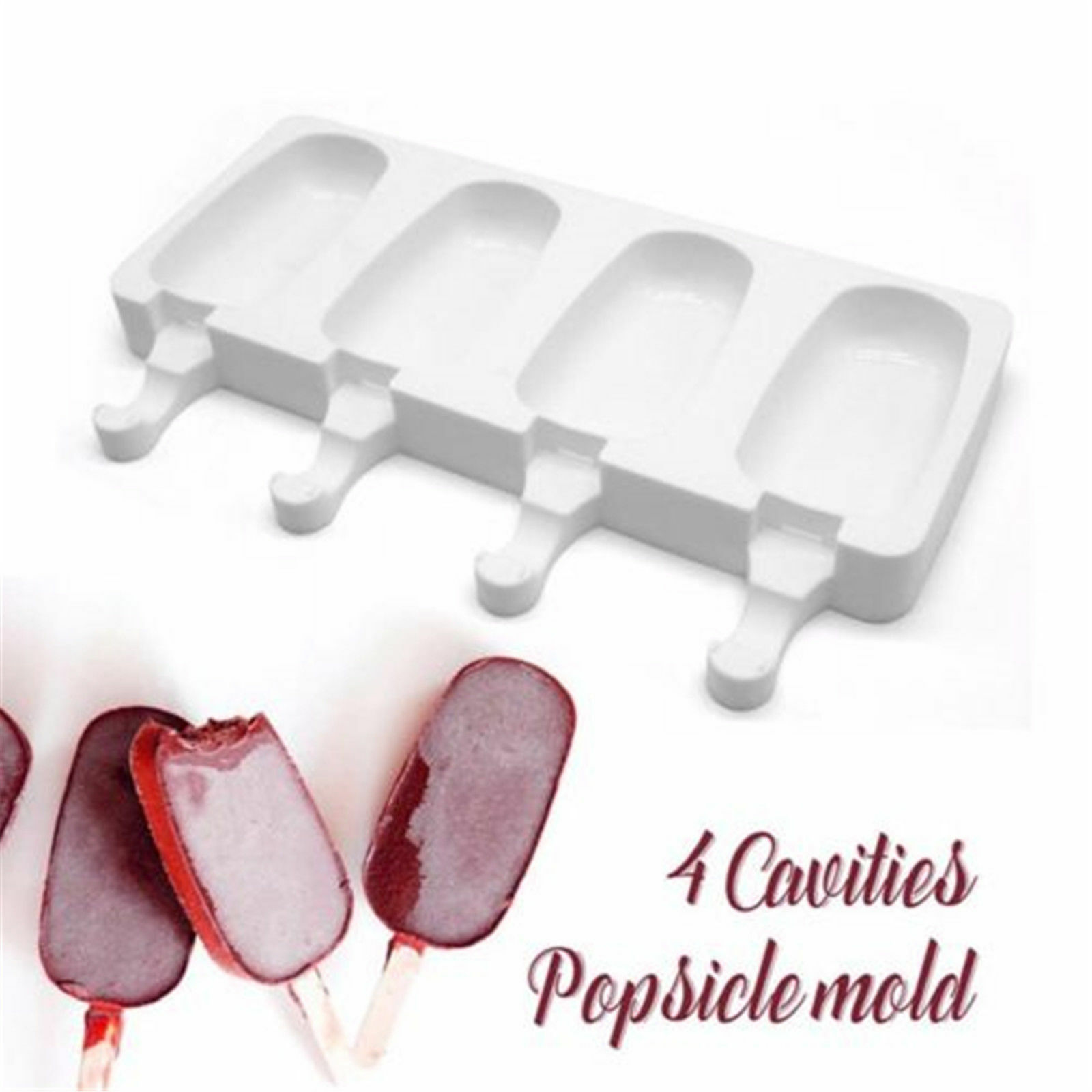 4 Cell Silicone Popsicle Mold 4 Cavity Frozen Ice Cream Mould Pop Lollipop Tray - Fresh Stock Dated December 2025