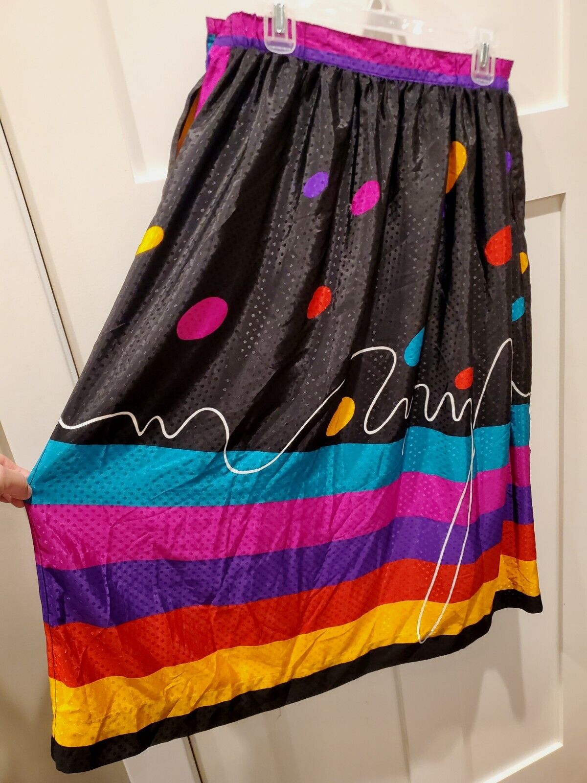 Vintage Womens Stripped Colorful Polka-dot Skirt 1990s Jessica LTD Size 16 L USA - Fresh Stock Dated March 2026