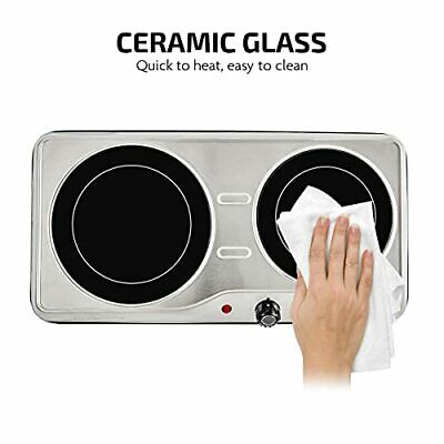 1700W Double Hot Plate Electric Countertop Infrared Stove Double Burner Silver - Fresh Stock Dated December 2025