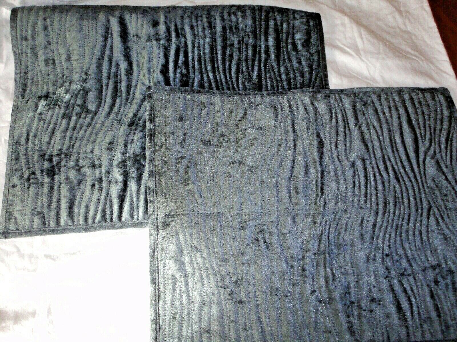 WALMART MAINSTAYS SMOKE BLUE FAUX VELVET (2) STANDARD PILLOW SHAMS 20 X 26 - Fresh Stock Dated December 2025