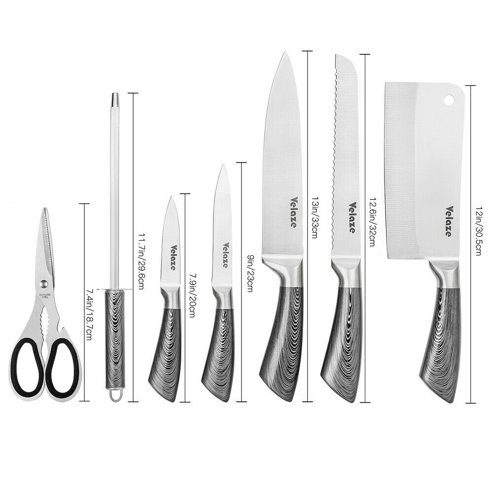 Velaze 8-Pieces Stainless Steel Knife Set Chef Cutlery Kitchen Knives Knife Set - Fresh Stock Dated December 2025