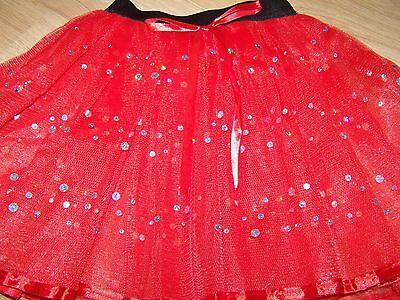 Child Size 4-6 Homemade Red Silver Sequins Tulle Tutu Skirt Dance Costume New - Fresh Stock Dated February 2026
