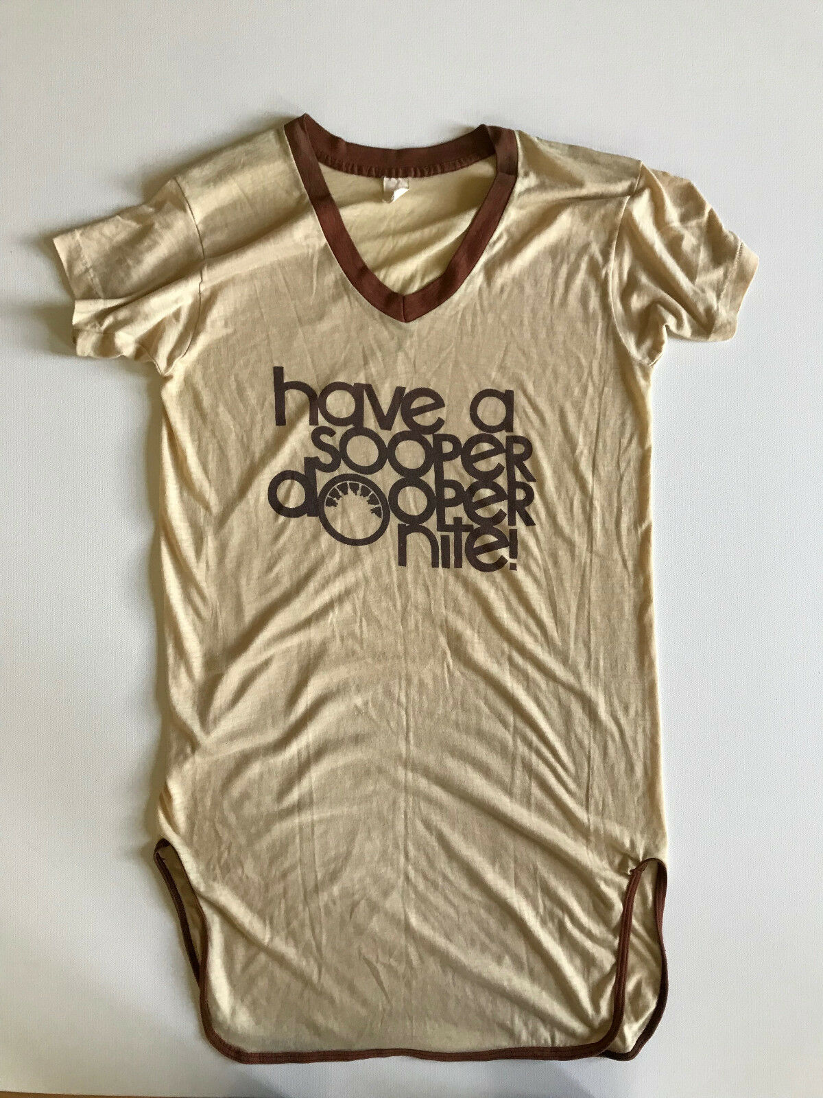 Vintage 80s UNISEX Long Tee T Dress Sleep Shirt HAVE A SOOPER DOOPER NITE O/S - Fresh Stock Dated February 2026