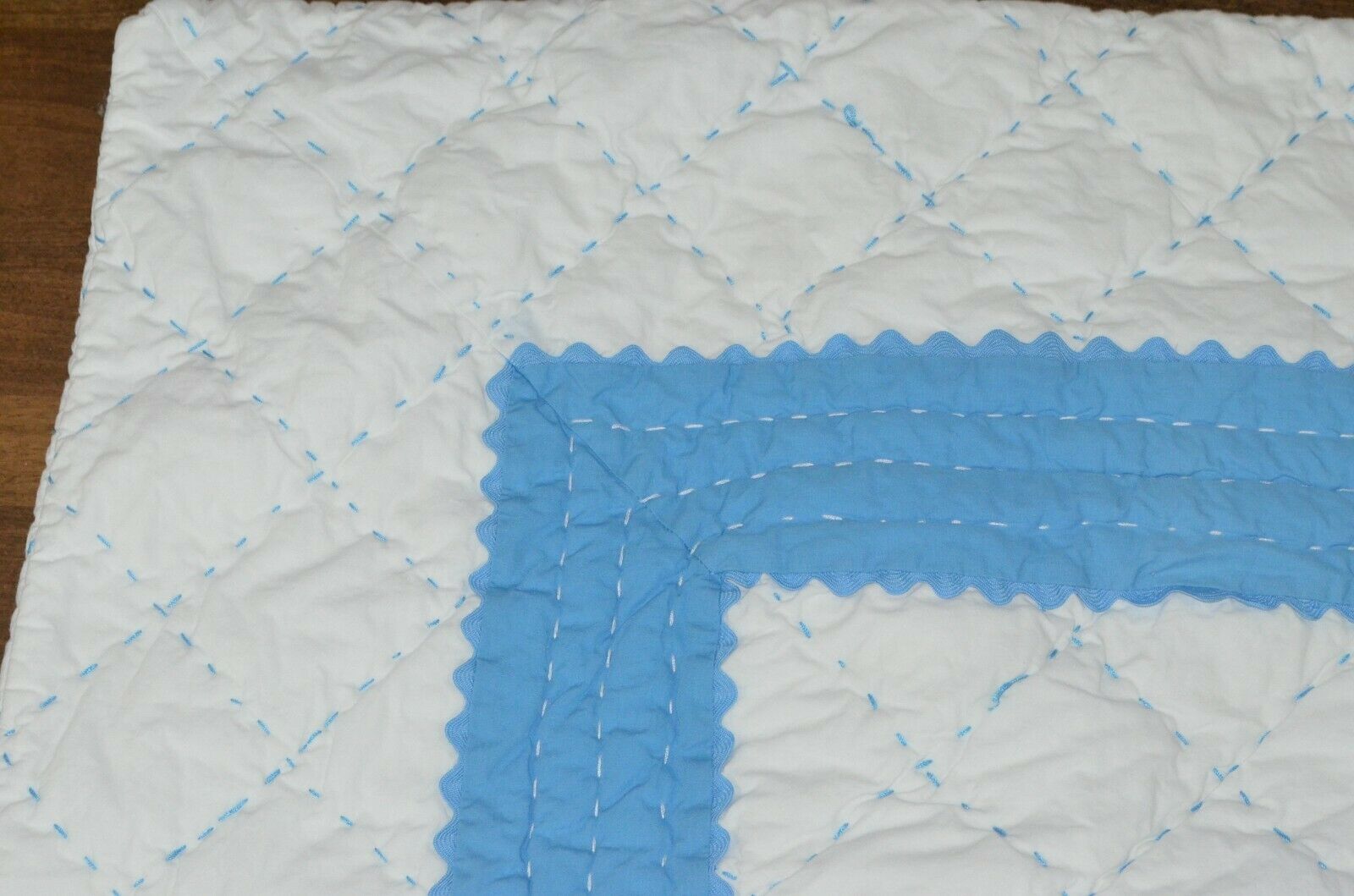 Pottery Barn Kids Sky Blue White Quilted Euro Sham Diamond Stitch Square GUC! - Fresh Stock Dated January 2026