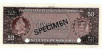 Dominican Republic… P-112s …   50 Peso Oro … 1975 … CHOICE*UNC*.SPECIMEN TDLR - Fresh Stock Dated December 2025