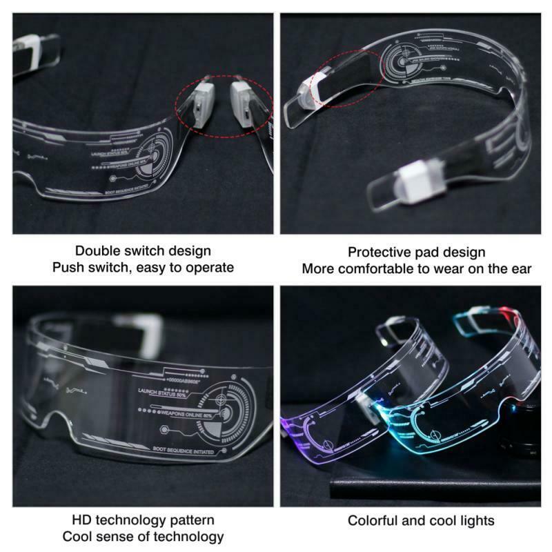 LED Luminous Glasses Electronic Visor Glasses Light Up Prop KTV Bar Party Glasse - Fresh Stock Dated February 2026