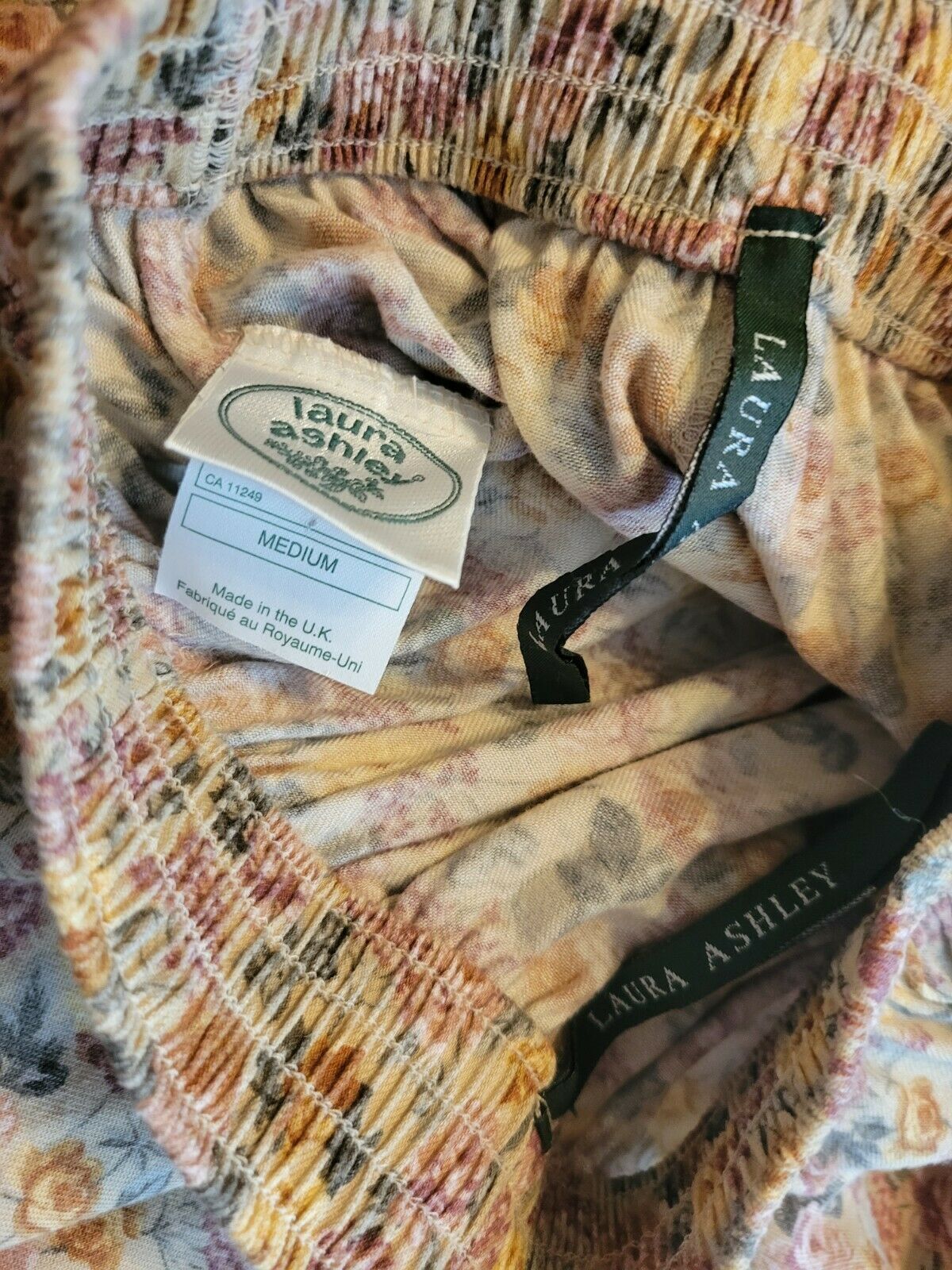 Laura Ashley Vintage Floral Cotton Skirt Elasticated Waist S (Waist:10.5