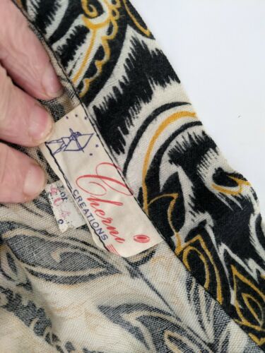 Vtg 50's Skirt full circle paisley geometric  midi mid century XS waist is 23