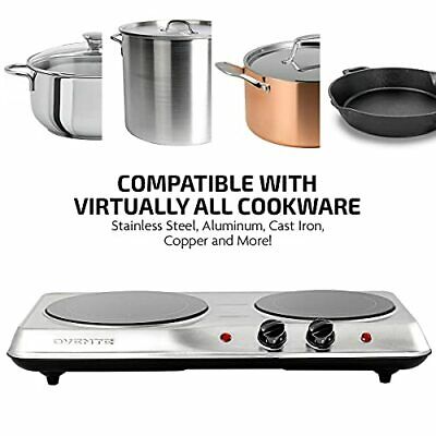 1700W Double Hot Plate Electric Countertop Infrared Stove Double Burner Silver - Fresh Stock Dated December 2025