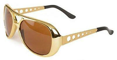 Big Mo's Toys Elvis Rockstar 50's, 60's Style Aviator Shades, Gold Celebrity Sun - Fresh Stock Dated February 2026