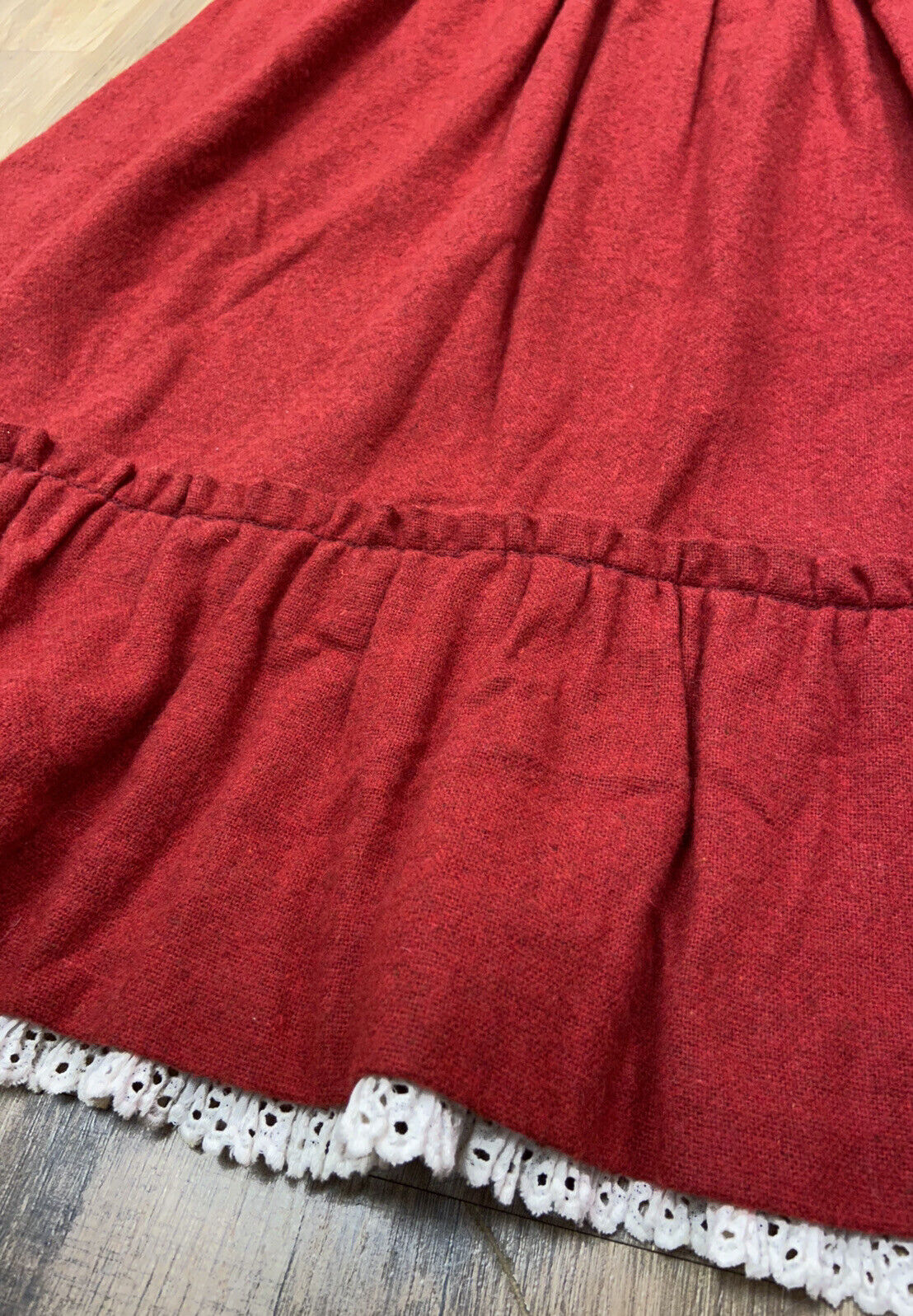 Vintage Handmade Red Eyelet Trim A-Line Skirt Women’s XS Flare Wool? - Fresh Stock Dated March 2026