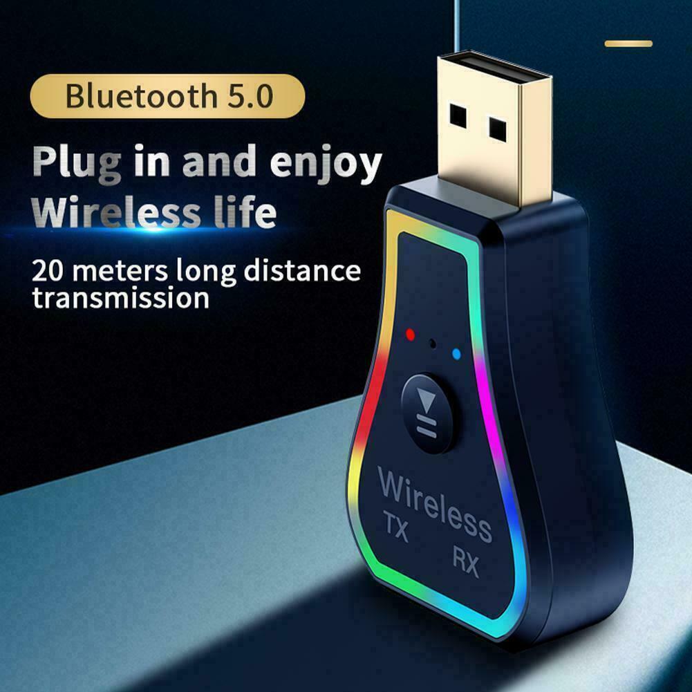 USB Bluetooth V5.0 3.5mm Adapter Plug colorful ambient For car compu light U5Z1 - Fresh Stock Dated February 2026
