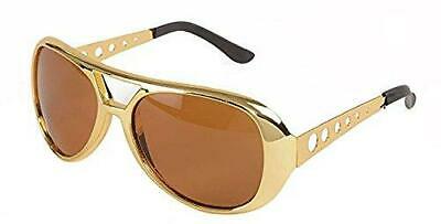 Big Mo's Toys Elvis Rockstar 50's, 60's Style Aviator Shades, Gold Celebrity Sun - Fresh Stock Dated February 2026