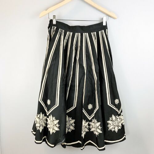 VINTAGE Floral Midi Skirt Small Flocked Velvet 40s 50s Costume Period Piece - Fresh Stock Dated March 2026