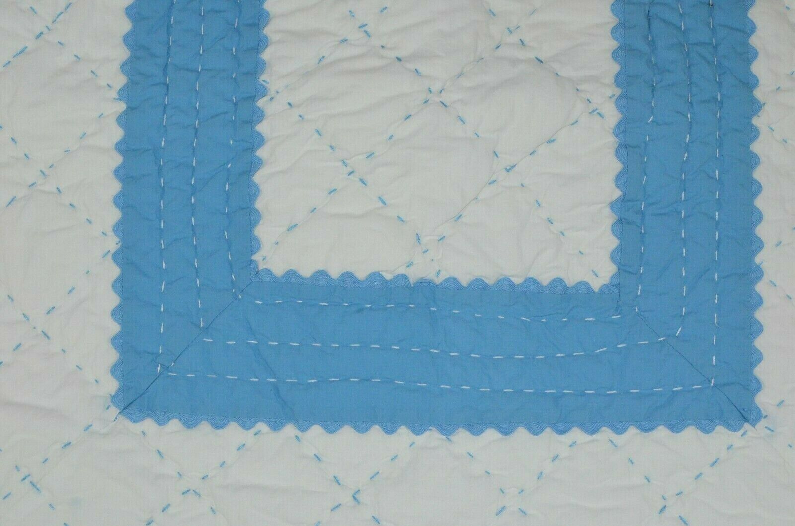 Pottery Barn Kids Sky Blue White Quilted Euro Sham Diamond Stitch Square GUC! - Fresh Stock Dated January 2026