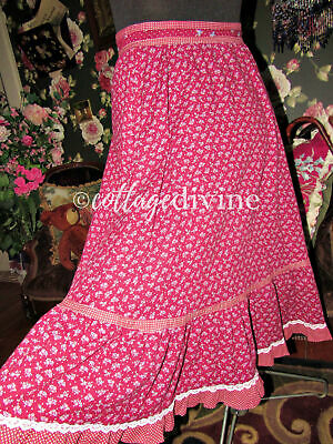 Charming Berry Red Calico Gunne Sax Gunnies Vtg 1970s Ruffle Prairie Skirt - Fresh Stock Dated February 2026