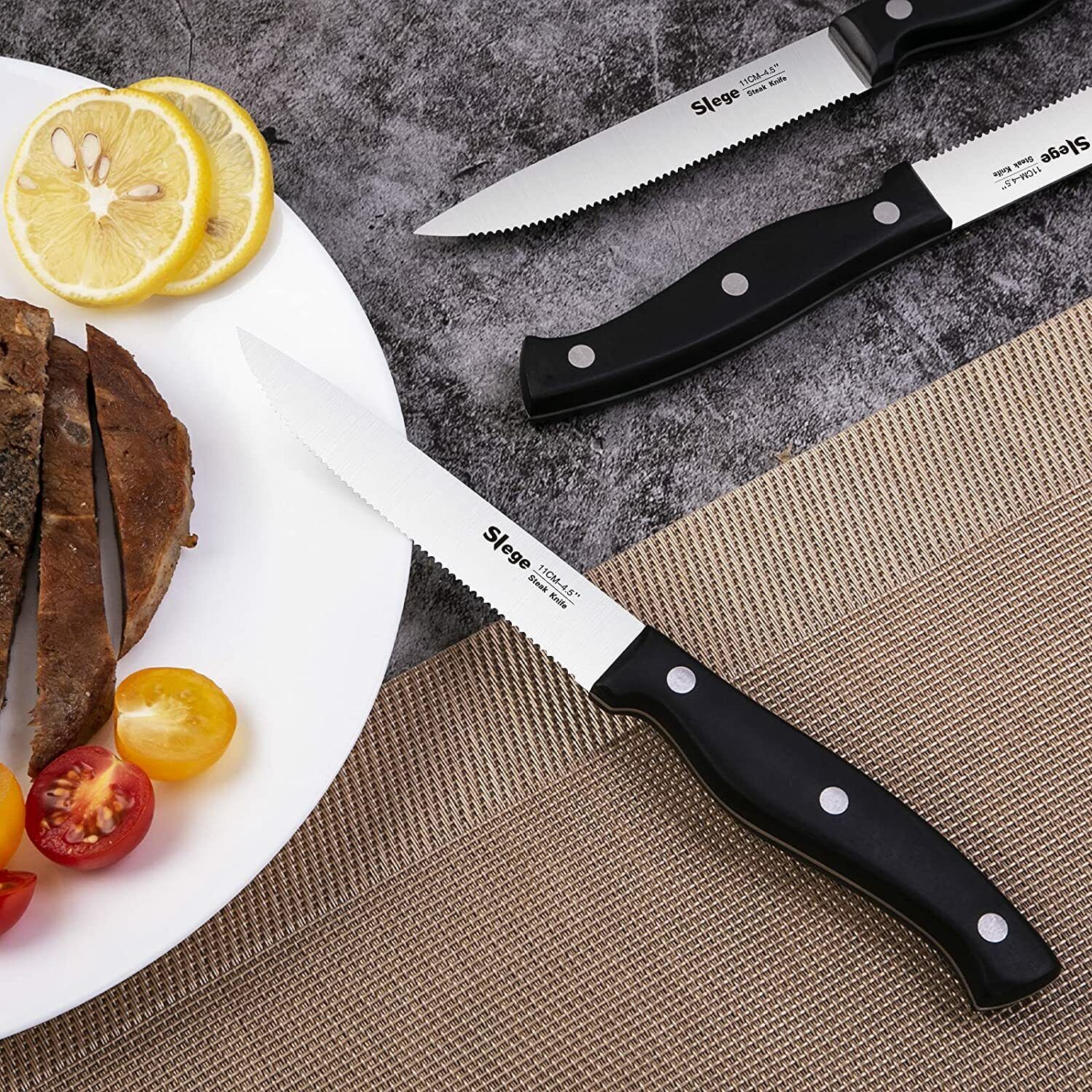 Knife Set, 16-Piece Kitchen Knife Set with Block Wooden German Stainless Steel - Fresh Stock Dated February 2026