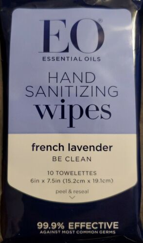 4 Packs EO Products French Lavender Essential Oil Hand Sanitizer Wipes 40 wipes - Fresh Stock Dated February 2026