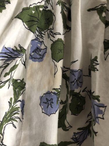 Vintage 1950’s ILENE RICKY 100% Cotton Full Periwinkle Floral Skirt Sz Small - Fresh Stock Dated February 2026