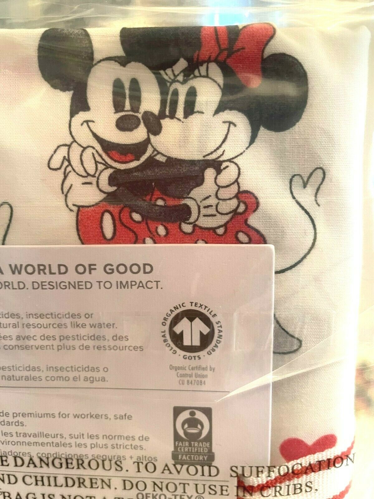 Pottery Barn Mickey Mouse PILLOW CASE holiday Valentine Minnie disney gift heart - Fresh Stock Dated December 2025