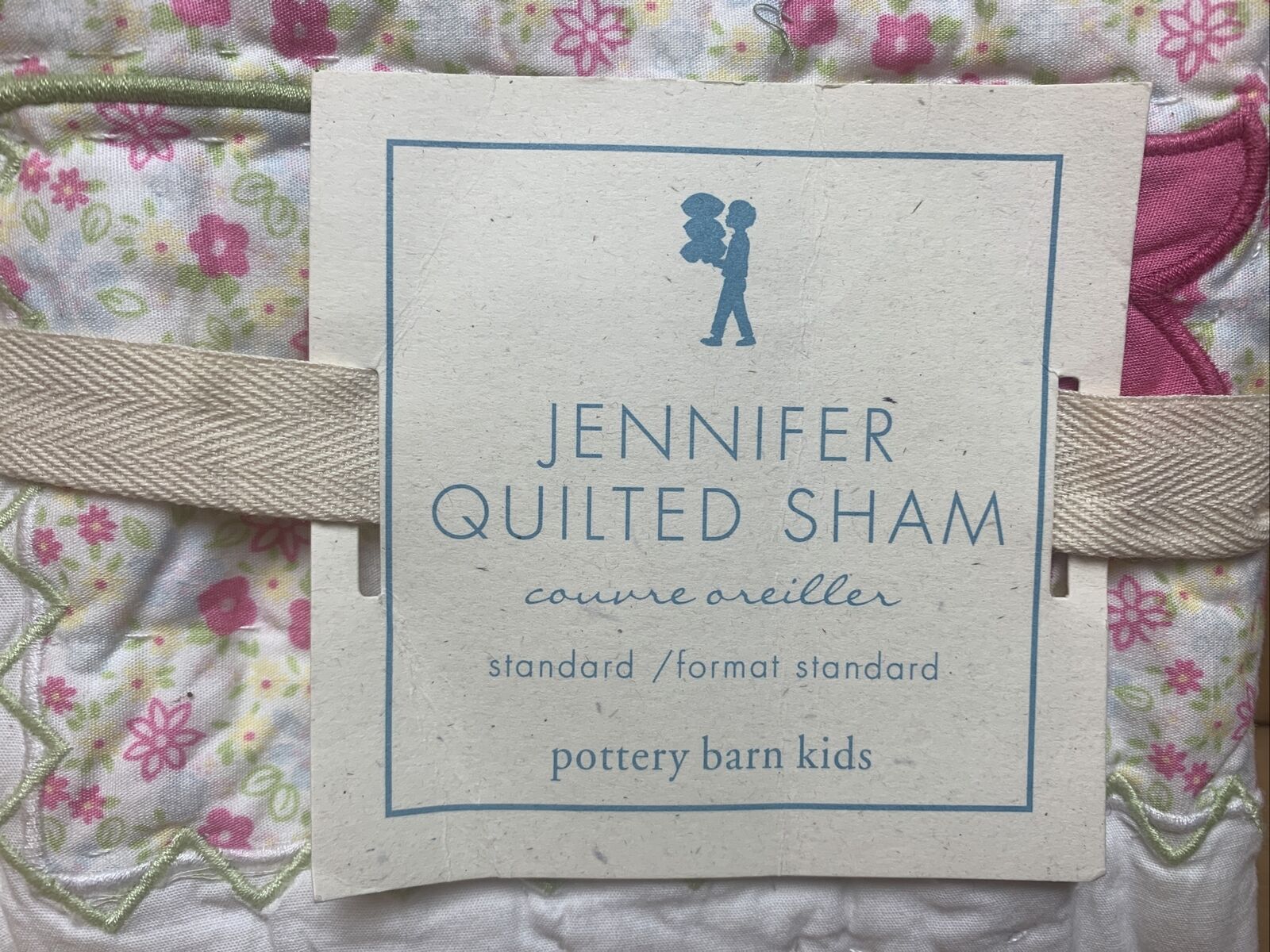 Pottery Barn Kids Jennifer Quilted Standard Sham - Flowers - Free Shipping - Fresh Stock Dated December 2025