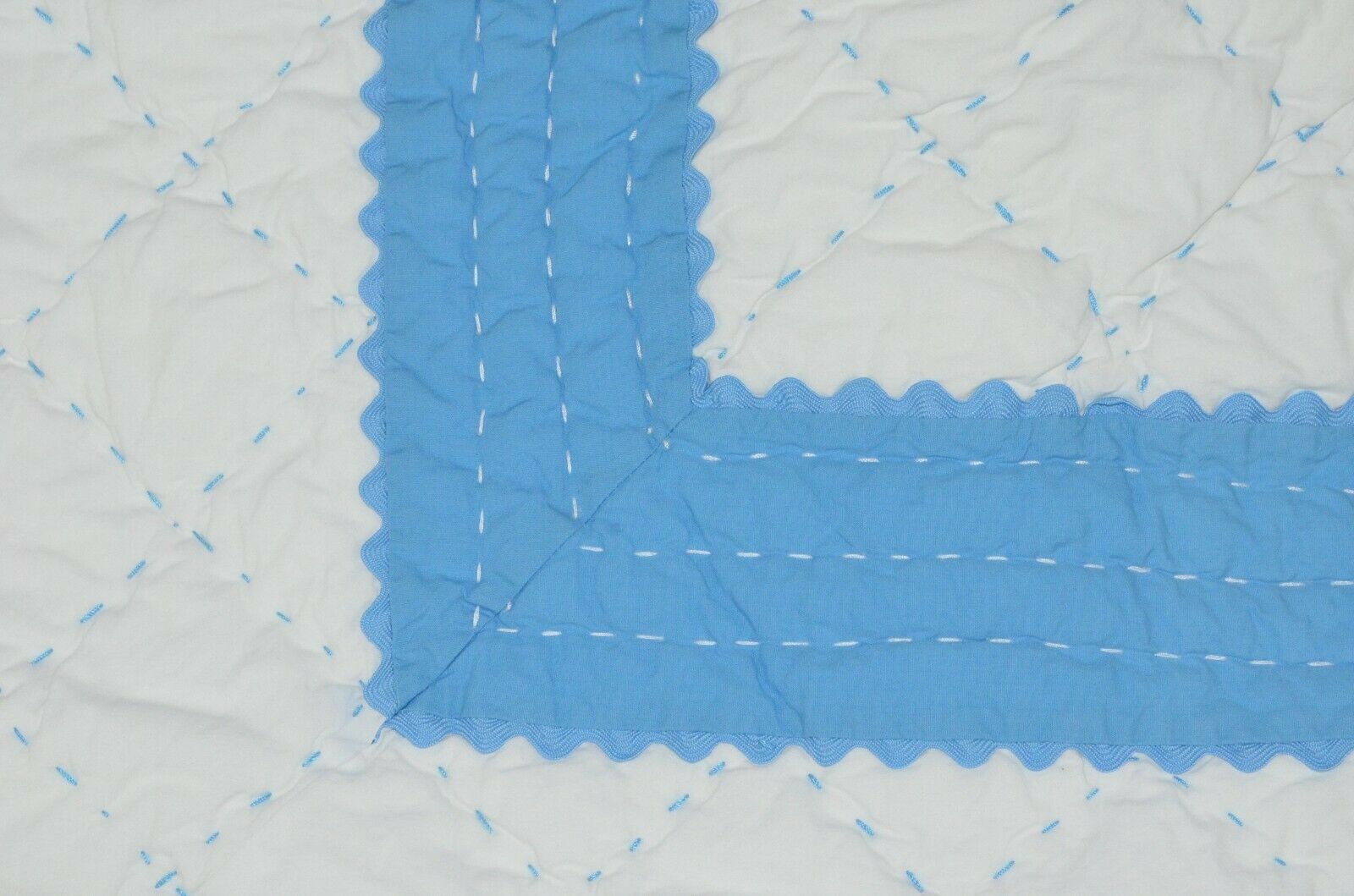 Pottery Barn Kids Sky Blue White Quilted Euro Sham Diamond Stitch Square GUC! - Fresh Stock Dated January 2026