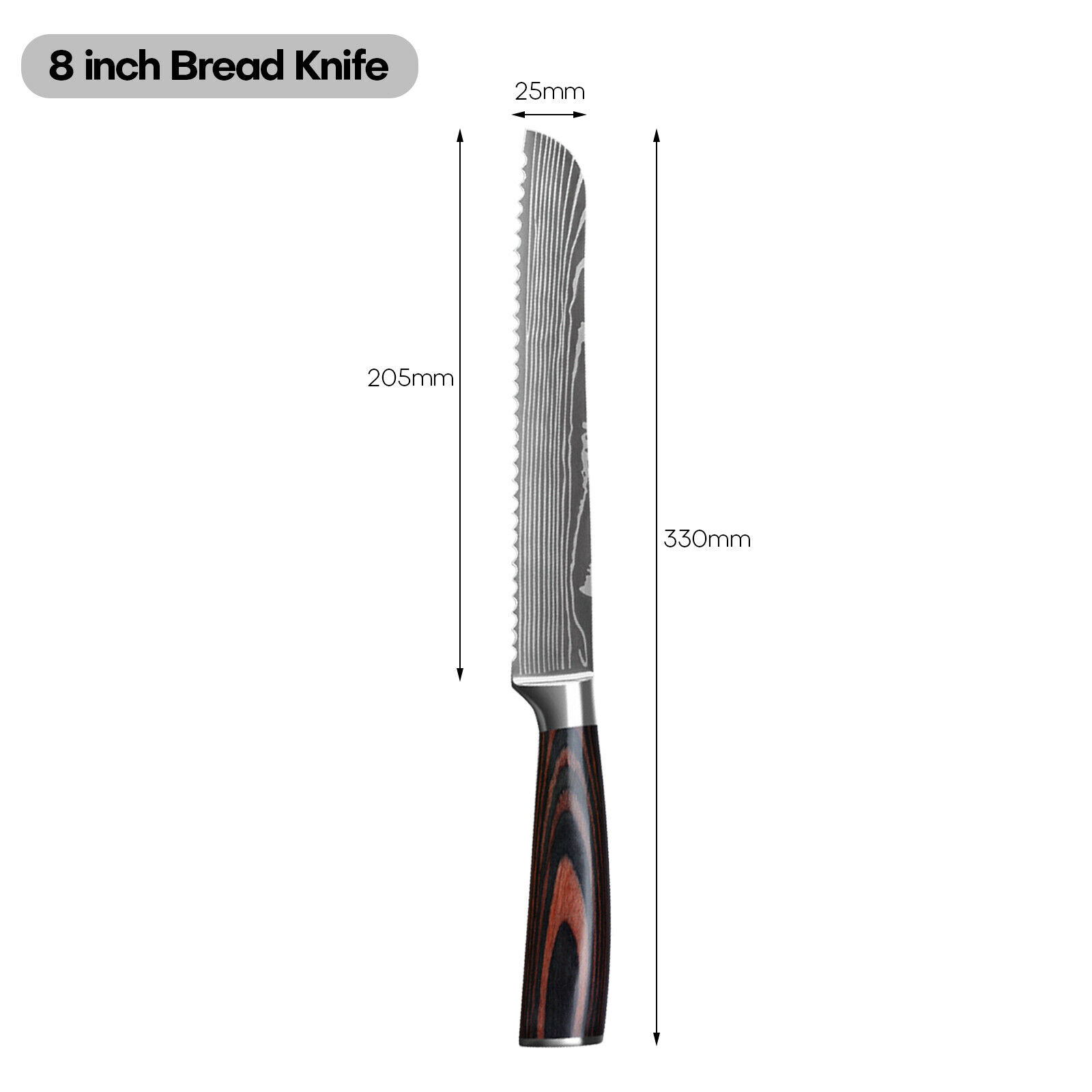 Kitchen Chef Knife Stainless Steel 8/7 Inch Sharp Paring Meat Vegetables Fruit - Fresh Stock Dated December 2025