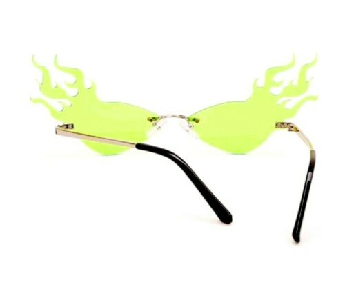 Super cool neon green flame framed rimless sunglasses - Fresh Stock Dated February 2026