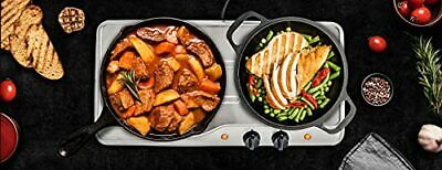 1700W Double Hot Plate Electric Countertop Infrared Stove Double Burner Silver - Fresh Stock Dated December 2025