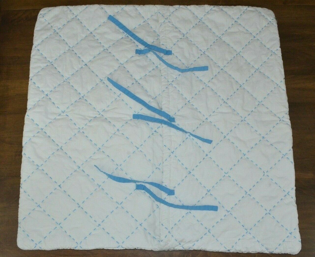 Pottery Barn Kids Sky Blue White Quilted Euro Sham Diamond Stitch Square GUC! - Fresh Stock Dated January 2026