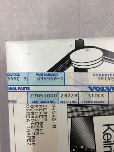 Volvo Penta Marine Boat Engine Drive Belt  834548-0 - Fresh Stock Dated February 2026