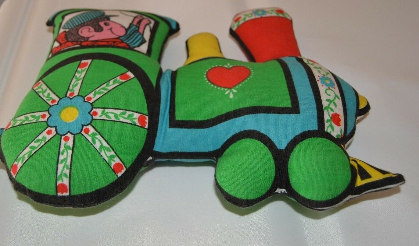Springs Mills Train Shaped Pillow Colorful Conductor Green Blue Red Kids Room - Fresh Stock Dated December 2025
