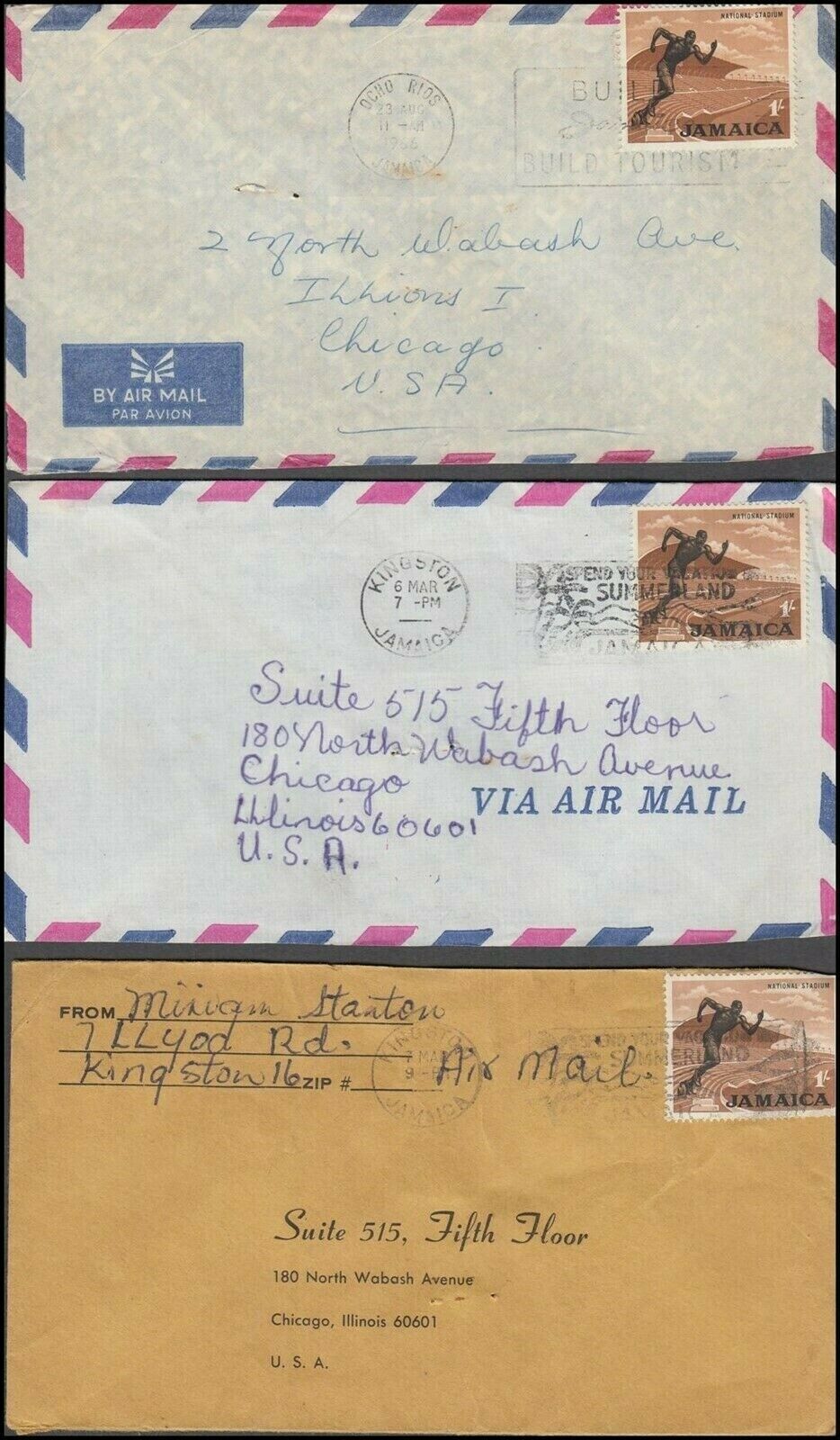 JAMAICA 1960’s COMMERCIAL AIRMAIL RATE COVERS (x6) (ID:621/D59350) - Fresh Stock Dated February 2026