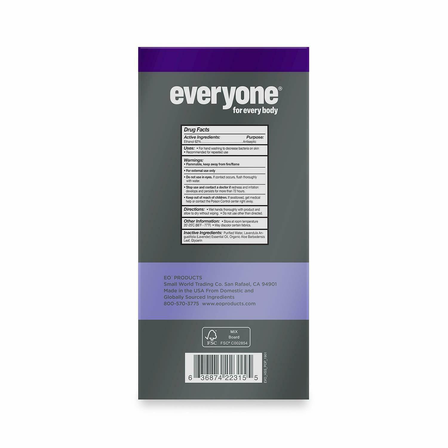 Everyone Hand Sanitizer Spray: Lavender and Aloe, 2 Ounce (6 PACK) - Fresh Stock Dated February 2026
