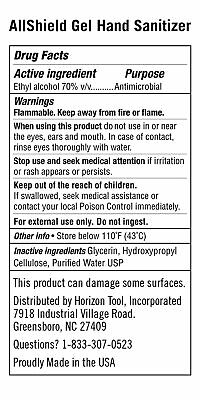 AllShield Gel Hand Sanitizer 70% Alcohol Made in USA (12 Pack 8 oz) - Fresh Stock Dated February 2026